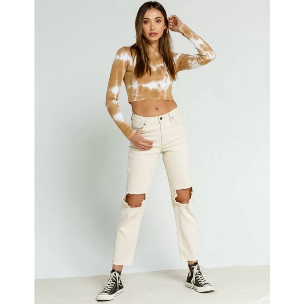 RSQ High Rise Straight Leg Jeans in Cream Size 28
